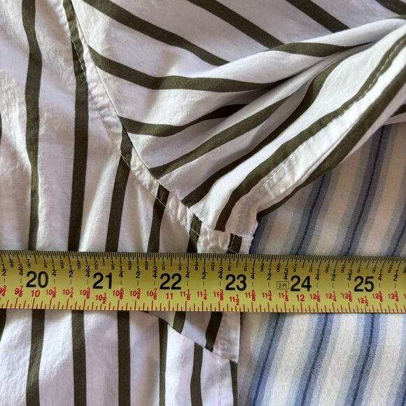 Talbots striped shirt moss green Medium Poplin Cotton Nautical Stripe - Picture 8 of 8